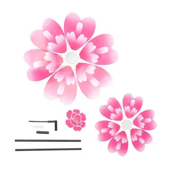

3pcs Double-deck Pinwheel Peony Flower Patterned Windmill Colorful Large Windmill Outdoor Garden Ornament for Decoration