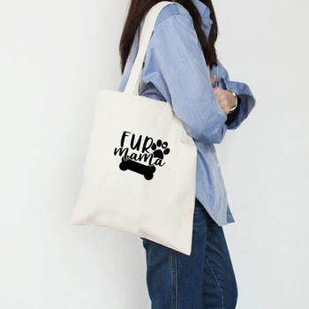 

Animal Cat Dog Momo Print Unisex Handbags Custom Canvas Tote Bag Grocery Daily Use Reusable Cotton Travel Casual Shopping Bag