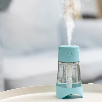 

300ML USB Cat Air Humidifier Ultrasonic Humidifier with LED Light Mini USB Fan for Home Office Blue