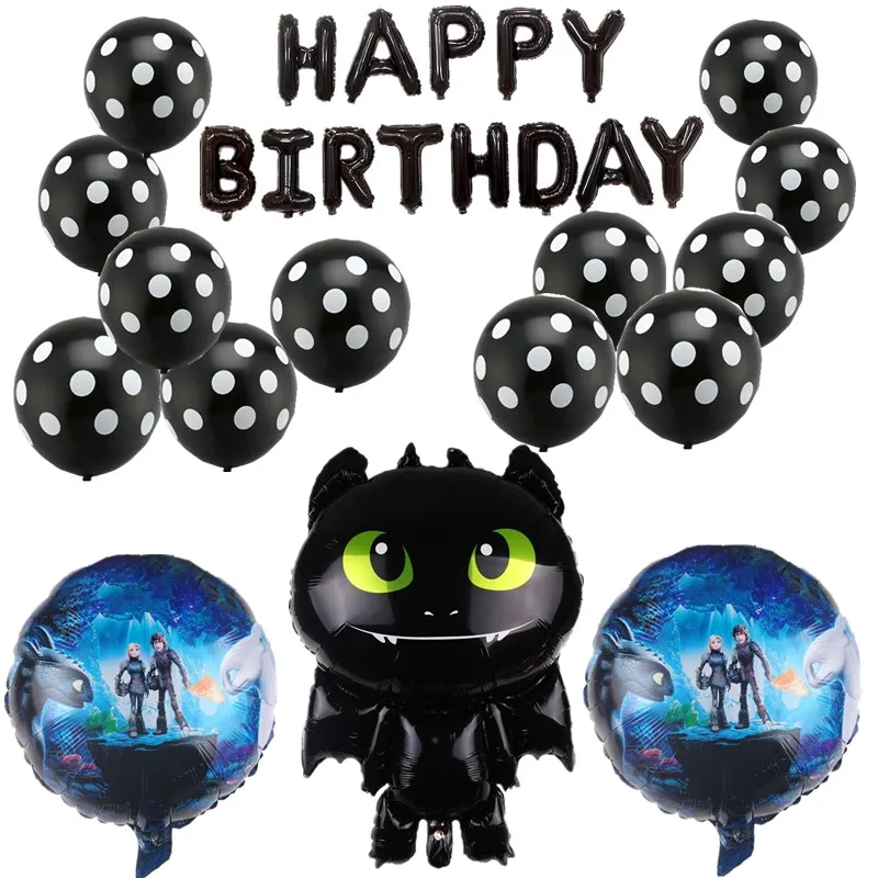 

1set How to Train Your Dragon Balloons Black Dragon Toothless Ceremony Birthday Party Baby Boy Theme Hero Decorative Toys