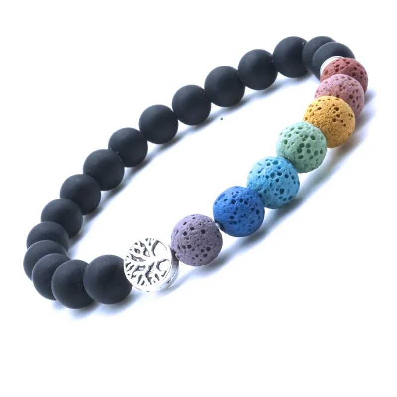 Tree of Life 8mm Colorful Seven Chakras Black Lava Stone Bracelet DIY Aromatherapy Essential Oil Diffuser Bracelet Yoga Jewelry Men’s Clothing 8d255f28538fbae46aeae7: A|B|C|D|E|F|Gold|matted black|multi|silver|turquoise|white turquoise