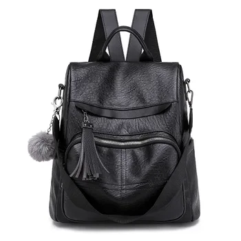 

Backpack Women's 2018 New Style Soft Leather Anti-Theft Large-capacity Backpack Casual Korean-style Travel Shoulder Dual Purpose