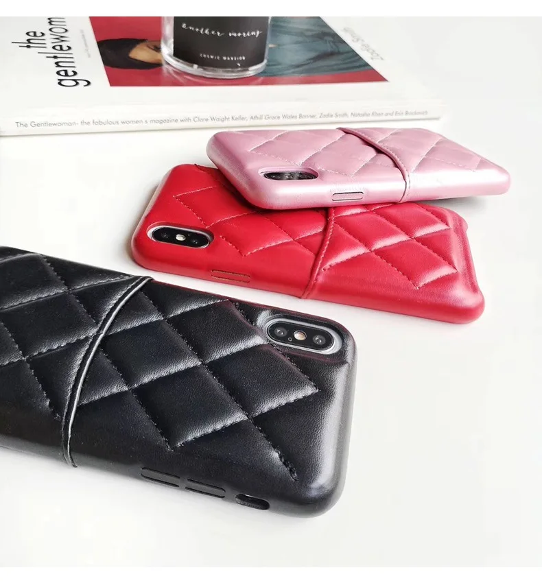 Для Iphone 11 Pro ромб роскошный из искусственной кожи чехол с держателем карты чехол для телефона для Iphone X XR XS Max 6 6S 7 8 Plus задняя крышка