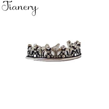 

JIANERY Romantic Boho 925 Sterling Silver Crown Rings for Women Christmas Gift Statement Jewelry Anillos Mujer