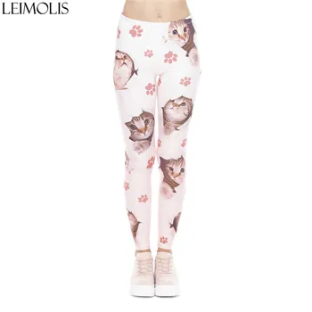 

LEIMOLIS 3D print Lovely Eggshell cat claw fitness push up workout leggings women Harajuku High Waist punk rock sexy leggins