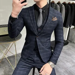 Free Shipping! Men's Three Piece( Jacket + Vest + Pants ) Suit Business Professional Suit Men's Wedding Dress Groom's Suit Youth