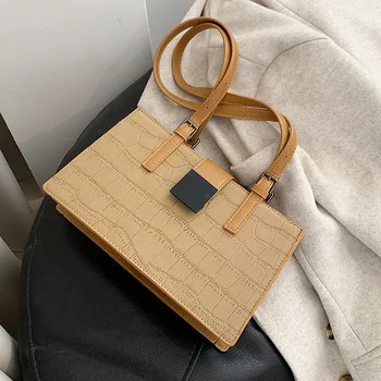 

Stone Pattern Designer PU Leather Shoulder Bags For Women 2021 Winter Fashion Hand Bag Lady Luxury Small Handbags and Purses