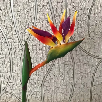 

12CM Head/Length80CM Real Touch Fake Plastic Tropical Bird Of Paradise Flower,Artificial Silk Long Flowers Home Decoration