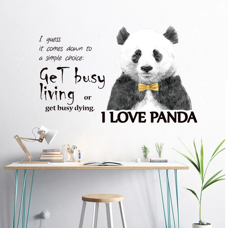 

DIY I LOVE PANDA vinyl wall sticker nursery school children room living room bedroom home art decor decals decor murals