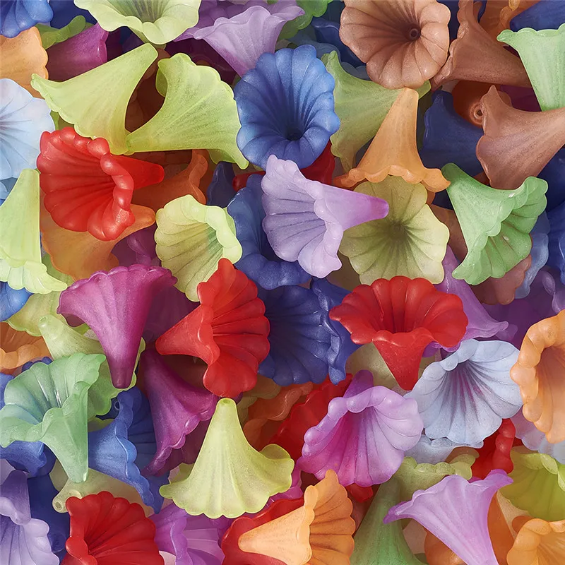 130 шт/500 г разноцветные окрашенные Матовые прозрачные акриловые бусины Calla Lily для самостоятельного изготовления ювелирных изделий 41x35x35 мм отверстие: 3 мм