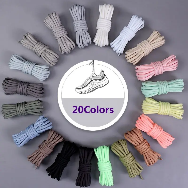 1Pair New 2021 Round Shoelaces Polyester Solid Classic For Yezy Sports Martin Boot shoeslace Sneaker Shoe Laces Strings 20colors
