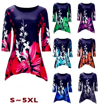 

Summer 2020 Sexy Fashion Women Spring Ruffles Printed Floral Tops Tees Plus Vintage Sizes Femme Shirts Blouse Befree Boho Casual