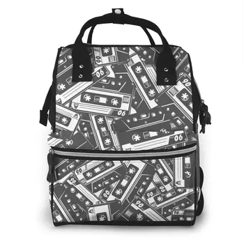 

Mummy Maternity Nappy Bag Cassette Tape In Monochrome Large Capacity Nappy Bag Travel Backpack Nursing Bag for Baby Care
