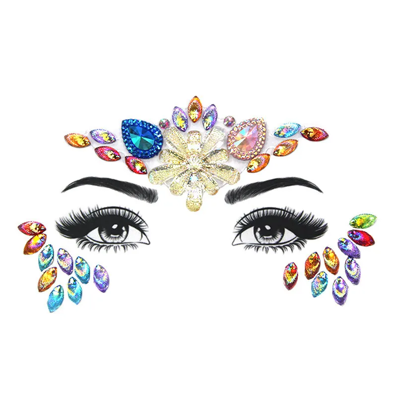 Party Decoration Face Stickers Acrylic Crystal Resin Drill Stick Brow Angle Self-Adhesive Backing DIY Phone Case | Дом и сад