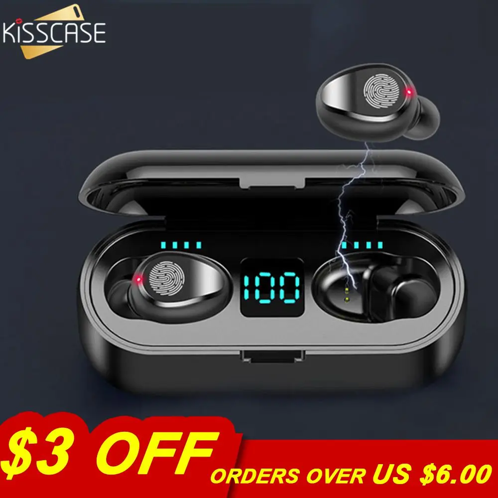 Economici Auricolare senza fili Bluetooth V5.0 F9 TWS Cuffia Senza Fili di Bluetooth Display A LED Con 2200mAh Accumulatori e caricabatterie di riserva Auricolare Con Microfono