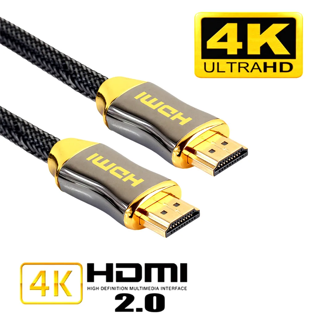 Высокоскоростной кабель HDMI 2 0 с позолоченным шнуром для UHD FHD 3D Xbox PS3 PS4 TV 1 м 3 5 10 15 4K