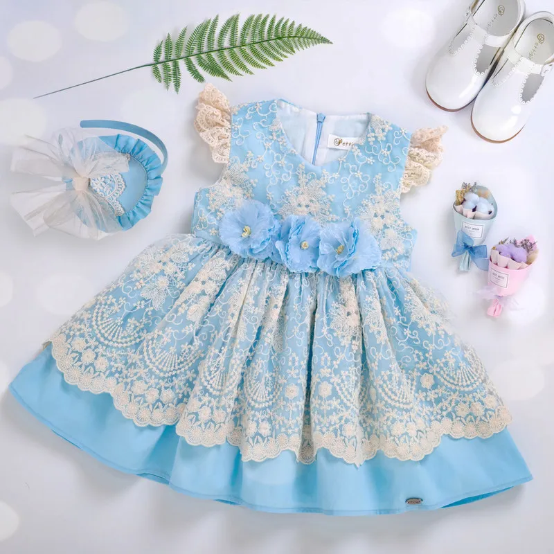 Cutestyles/новейшее летнее платье для девочек небесно-голубые платья принцессы с