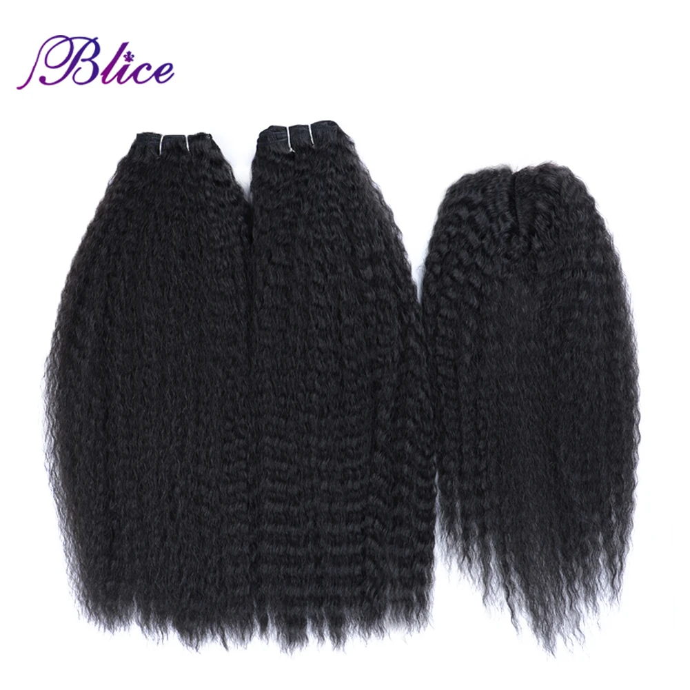 Synthetic Hair Bundles With Closure Kinky Straight Hair Weaving 2 Pieces For Women 10-30 Inch synthetic hair extensions