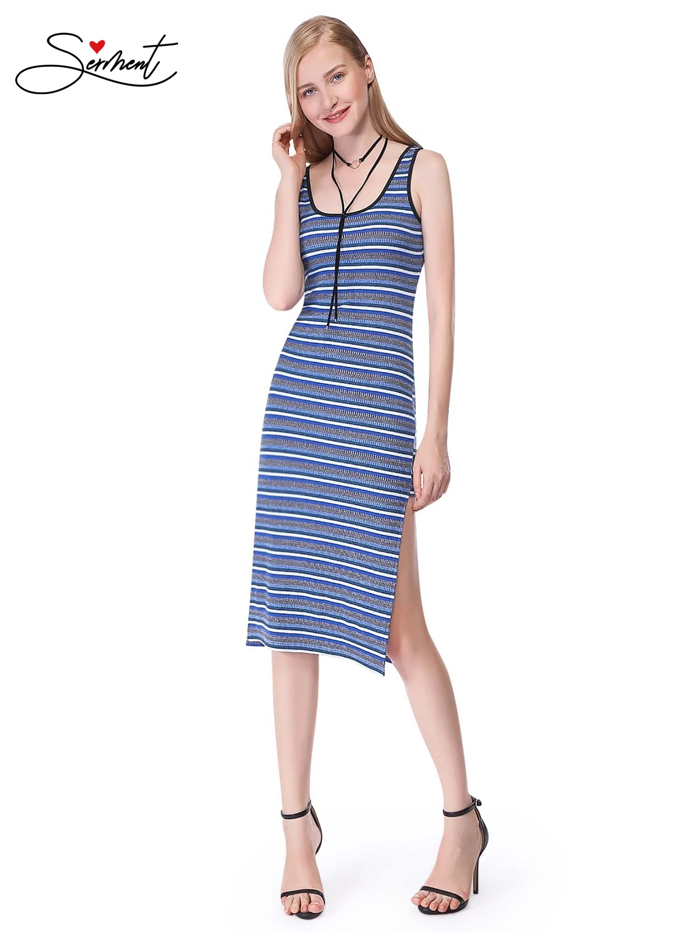 striped evening gown
