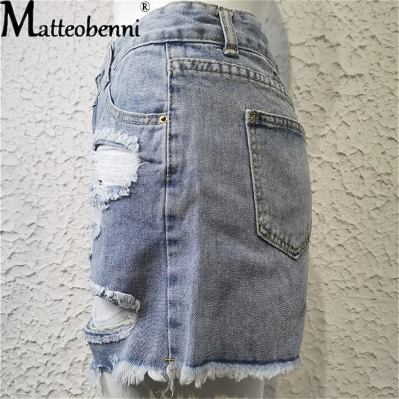 2021 Women Summer Fashion Ripped Tassel Straight Jean Shorts Washed Distressed Jeans Shorts Casual Zipper Street Denim Shorts