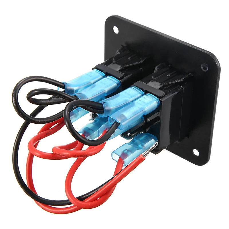 1pc Universal Blue Rocker Switch Panel LED Light Bar & Rear Light 12V 24V 5 Pin ON/Off Toggle Switch Control Panel with LED