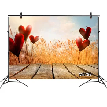 

Valentine's Day Rustic Landscape Lovers Children Baby Photo Background Red Hearts Wooden Board Studio Photography Backdrops