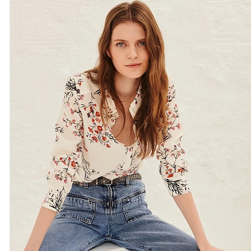 早割販売中 女性用シルクカジュアルブラウス フローラルプリント タートルネック 長袖シャツ ニューファッション100 新春セール中 Ongoing Southloopmarket Com