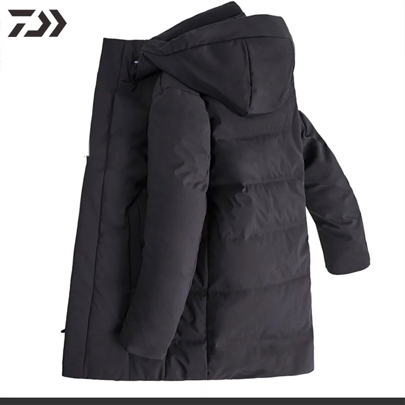 Куртка Daiwa ветрозащитная теплая зимняя одежда для рыбалки на льду Мужская Черная Толстая бархатная легкая уличная одежда сохраняющая тепло трикотажные изделия