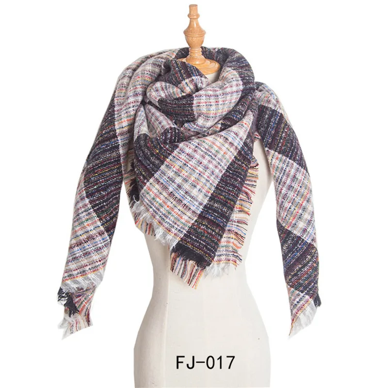 Роскошный брендовый зимний женский шарф, клетчатый кашемировый квадратный шарф, шали и палантины, женский шарф из пашмины, женский шарф-одеяло - Цвет: 17