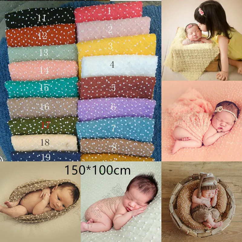 150*100cm Knit Bobble Wraps Mini Ball Wraps Newborn Baby Photography Backdrops Background Blanket Props