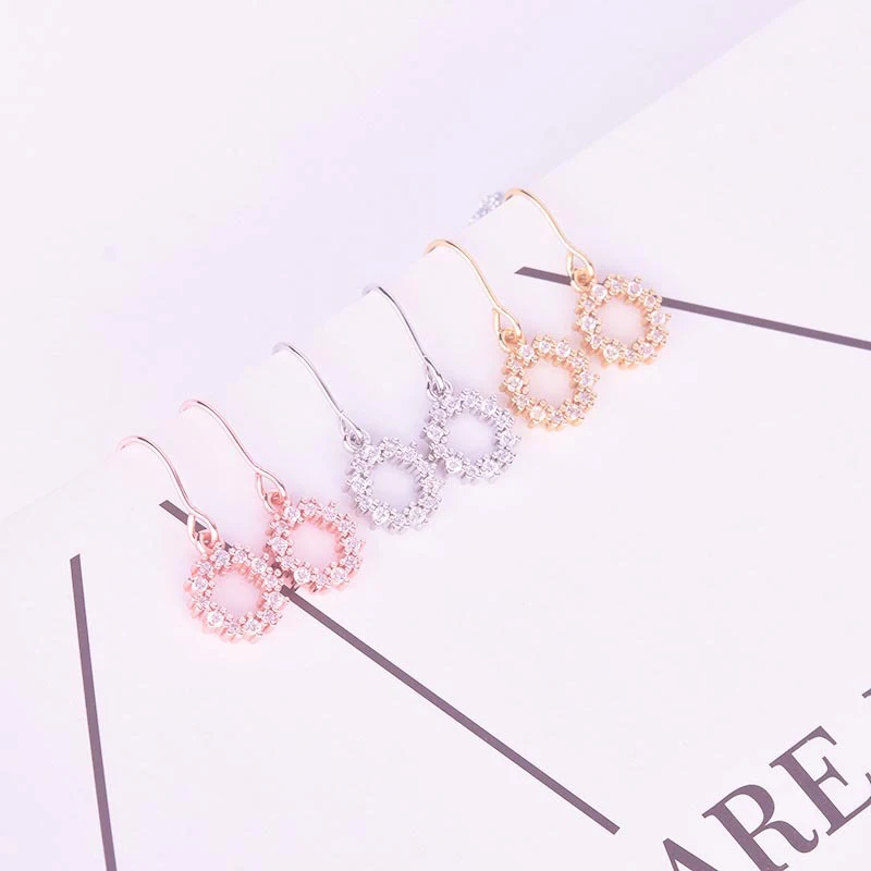 

Trendy 925 Silver Women Earrings Jewelry Round Shape Zircon Gemstone Long Style Drop Earring Ornament for Wedding Gift Wholesale