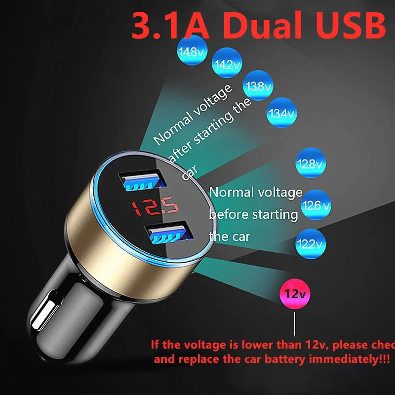 Автомобильное зарядное устройство с двумя USB портами 3 1 А шт.|Кабели адаптеры и