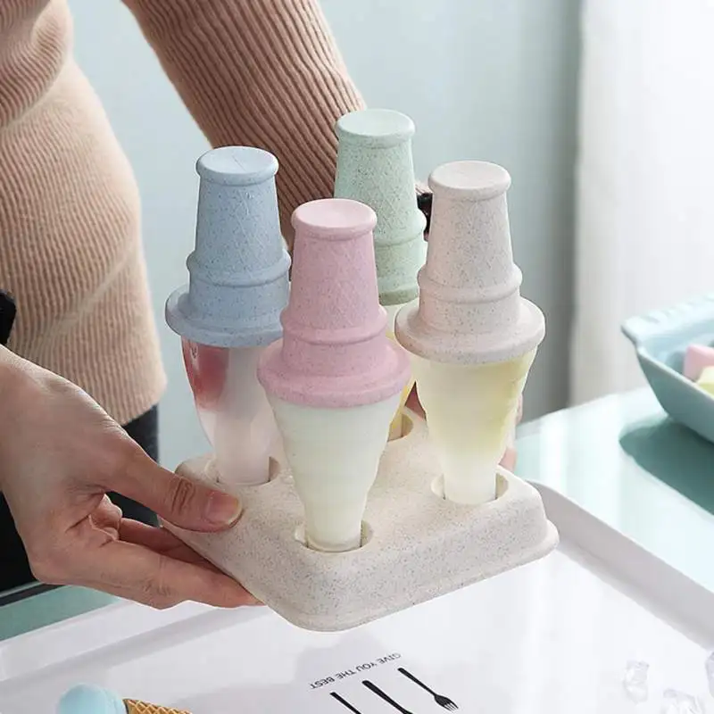 

4Pcs Wheat Cone Mold Food Grade Ice Cube Mould Maker Ice Cream Molds Home Kitchen Creative Tools