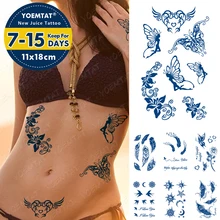 

Waterproof Juice Ink Temporary Tattoo Sticker Flower Butterfly Feather Moon Flash Full Tatoo Waist Body Art Fake Tatto Men Women