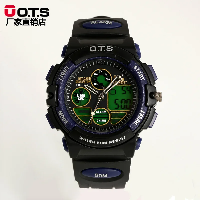 

OTS High School Students Electronic Watch Kids' Watch Boy Multi-functional Running Sports Watch Men's Dual Display Waterproof Ge