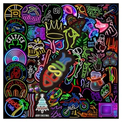 Lot de 10, 30, 50 pièces d'autocollants décoratifs en néon, style Graffiti, résistant à l'eau, pour bagages, voiture, téléphone portable, tasse d'eau, ordinateur, vente en gros 