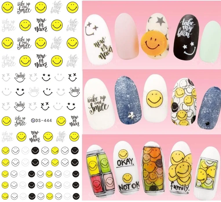 Мультфильм шаблон! Лак для ногтей, наклейки переводятся при помощи воды украшения дизайн ногтей наклейки для ногтей советы Красота - Цвет: BDS444