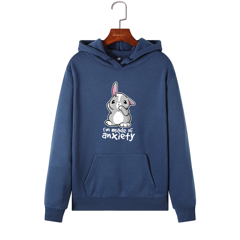  Women Hoodies Sweatshirts Hooded Sweatshirt Cute Animal Bunny Print Autumn Winter Pullover Female H