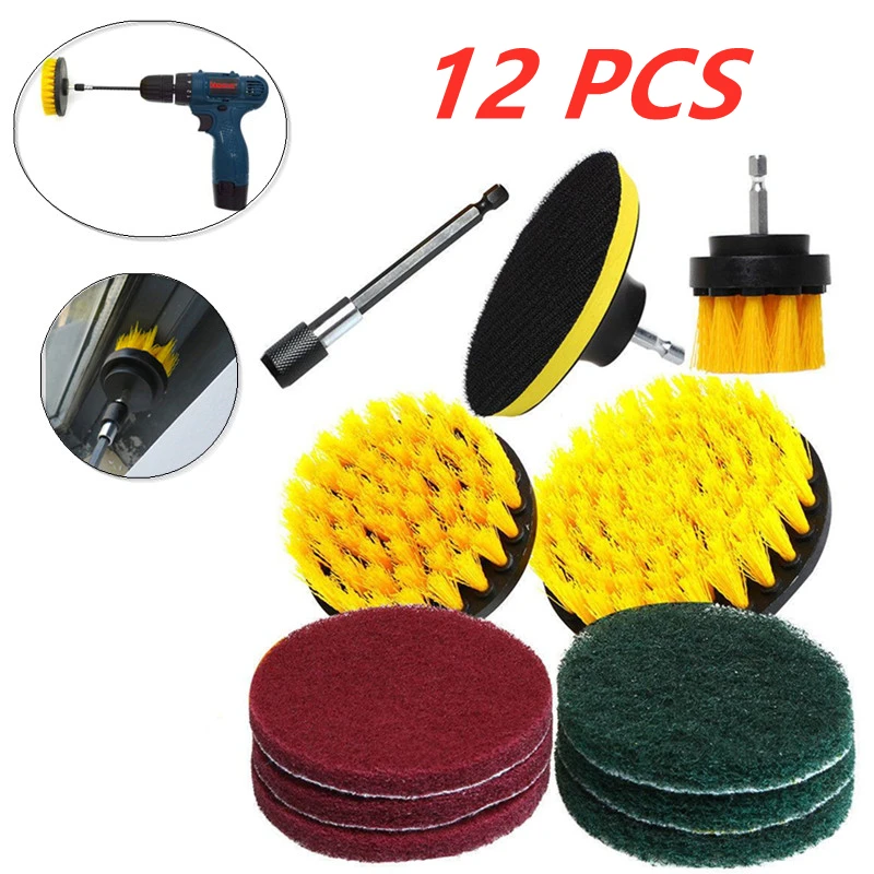 

12Pcs Drill Brush Attachments Set Cleaning Brush for Drill Shower Tile Drill Brush Head forTub Cleaner Combo Scrub Floor Wall