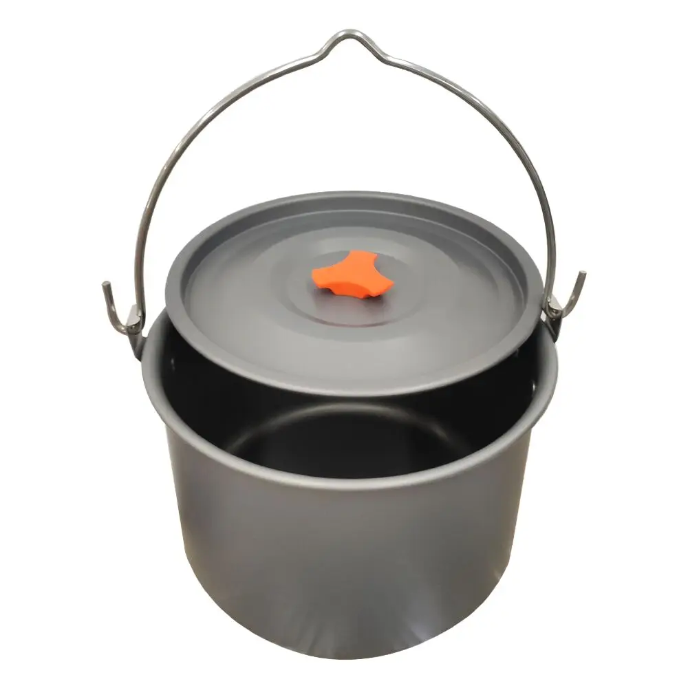 Lighten Up Outdoor Tableware Caldero Set Big Capacity Aluminum Alloy Camping Picnic Hanging Cookware Tableware Pot Cooking Campfire Pot