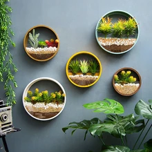 Креативная круглая металлическая железная художественная стена Ваза Искусственные цветы в корзинке настенный подвесной цветочный горшок для украшения дома ваза