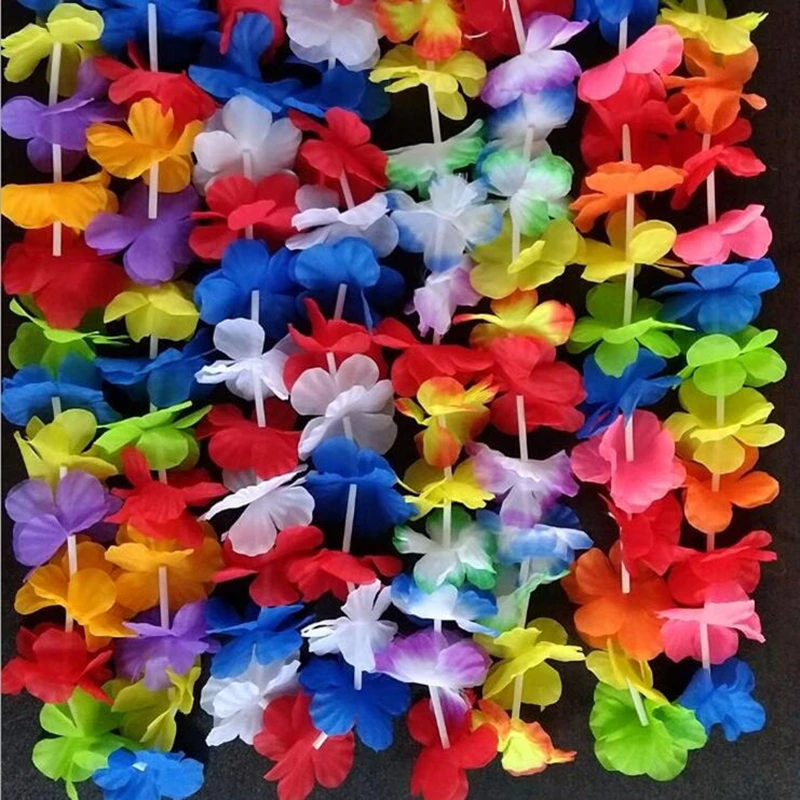 Guirnalda de flores de 20 para fiesta hawaiana, collar Hawaiano, torpil, Hawaiano, decoraciones de cabeza para niños, flor falsa|Guirnaldas y coronas de flores| - AliExpress