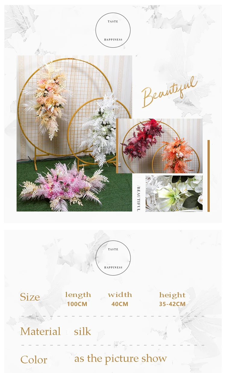 Flone New wedding arrangement flower Artificial fake flowers row wedding stage arch backdrop flower decoration road guide floral