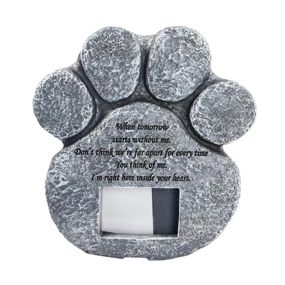 Buen trato Piedras conmemorativas para mascotas, regalos para pérdida de mascotas, marco de fotos conmemorativo con forma de huella, Tombstone para perro, gato bWwnMl6km7n