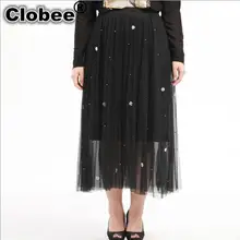 Ретро Женская юбка Лето размера плюс женские юбки элегантные ретро офисная одежда Кружева размера плюс Высокая талия Женская Туника Юбка м177