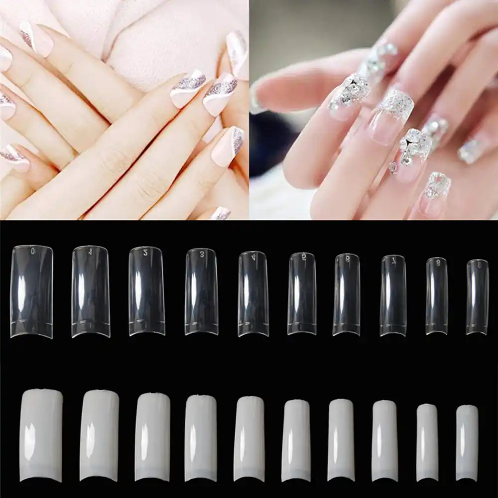 Krofaue 500pcs Ballerina Nail Art Tips Acrylic Gel Coffin Half Cover Tips Natural Clear Artificial Manicure Fake Nails False Nails Aliexpress