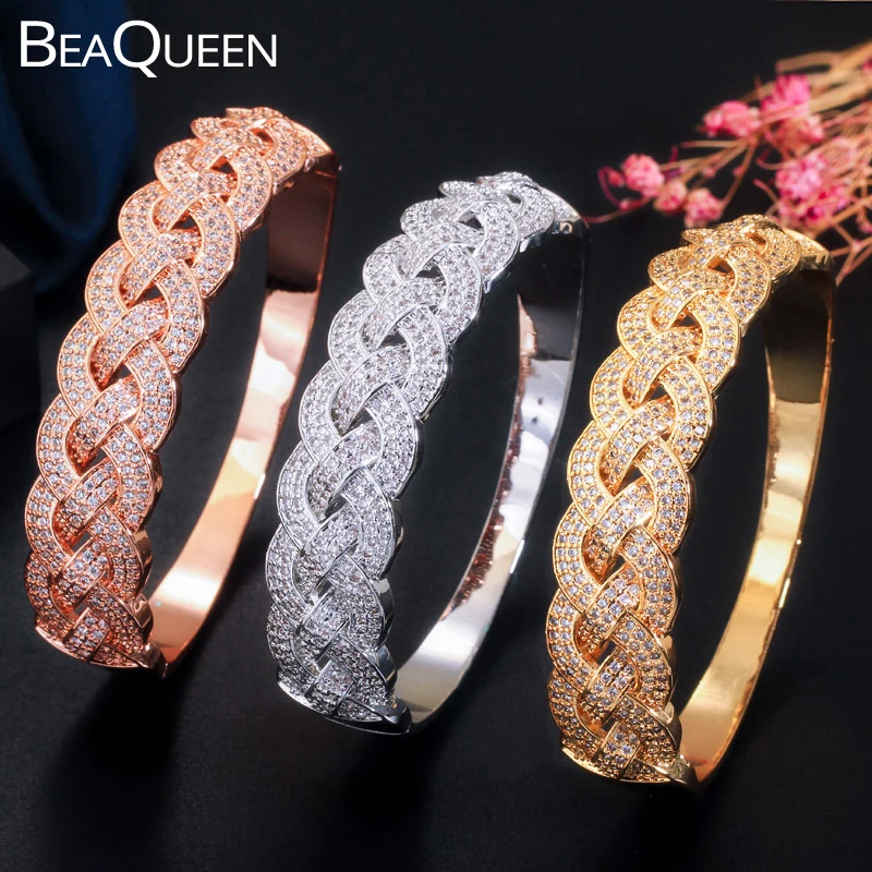 BeaQueen роскошный брендовый розовый Золотой Цвет кубический цирконий кристалл
