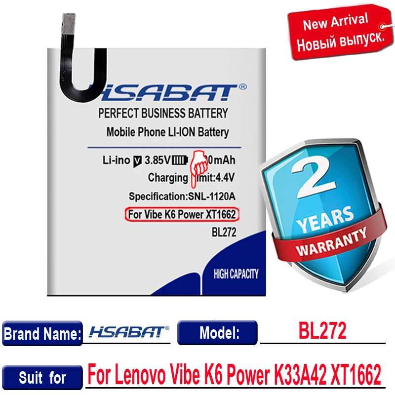 Аккумулятор HSABAT 5000 мАч BL272 для Lenovo Vibe K6 Power K33A42 XT1662|Аккумуляторы мобильных
