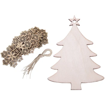 

20pcs Christmas Ornaments Wood Hanging Hollow Xmas Decorations with Hemp Ropes- 10pcs Snowflake & 10pcs Stars