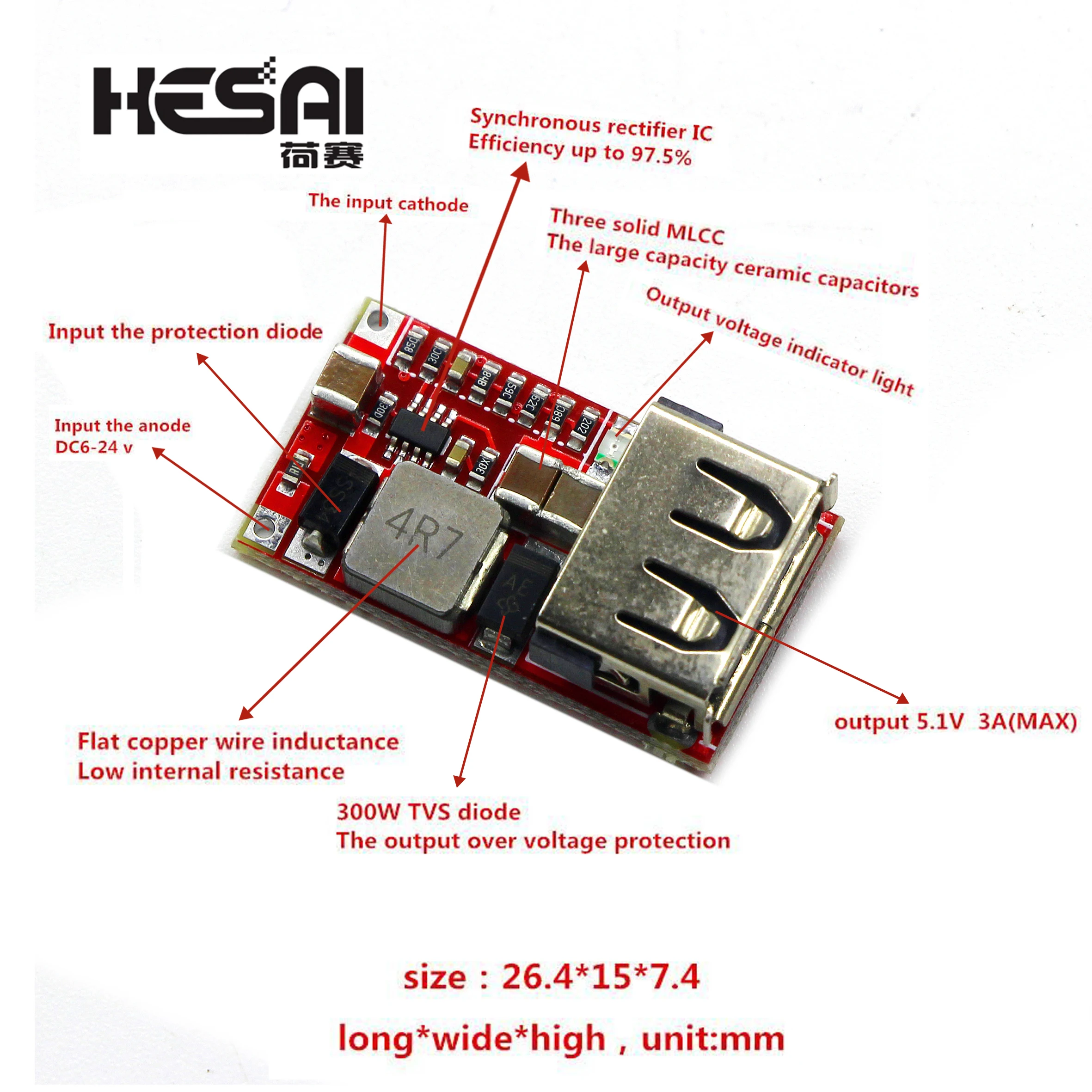 

DC 6-24V 12V/24v to 5V USB Output Charger Step Down Power Module Mini DC-DC Step Up Boost Module Power Adjustable Buck Converter